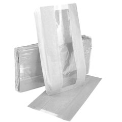 Паперовий пакет з прозорою вставкою білий 240х120х50 мм